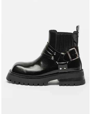 Ghete biker de piele, Negru