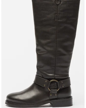 Cizme mid-calf de piele New-Tough, Negru