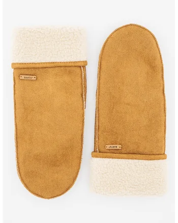 Manusi cu captuseala din material teddy, Caramel/Alb murdar
