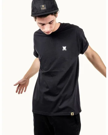 Tricou unisex de bumbac cu logo pe piept Essential, Negru