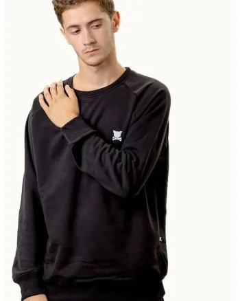 Bluza de trening cu maneci raglan, logo si model unisex, Negru