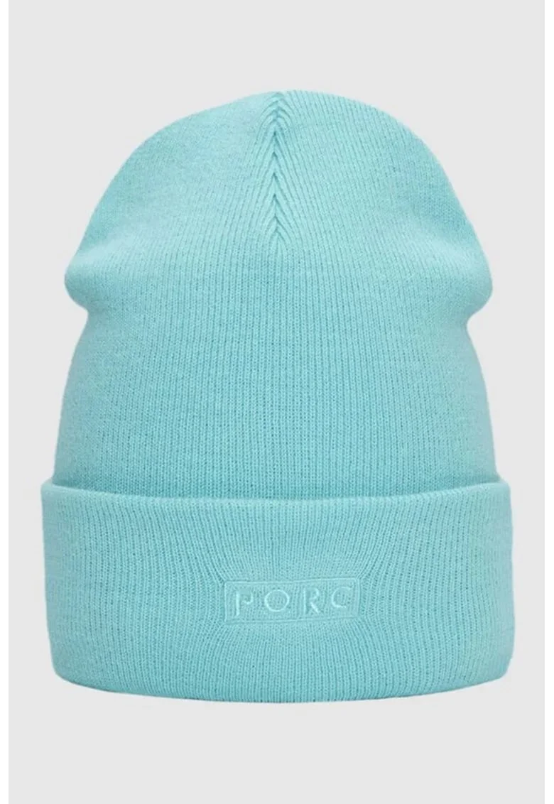 Caciula unisex cu broderie logo, Albastru aquamarin