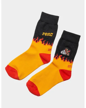 Sosete lungi din amestec de bumbac cu model, Negru/Portocaliu
