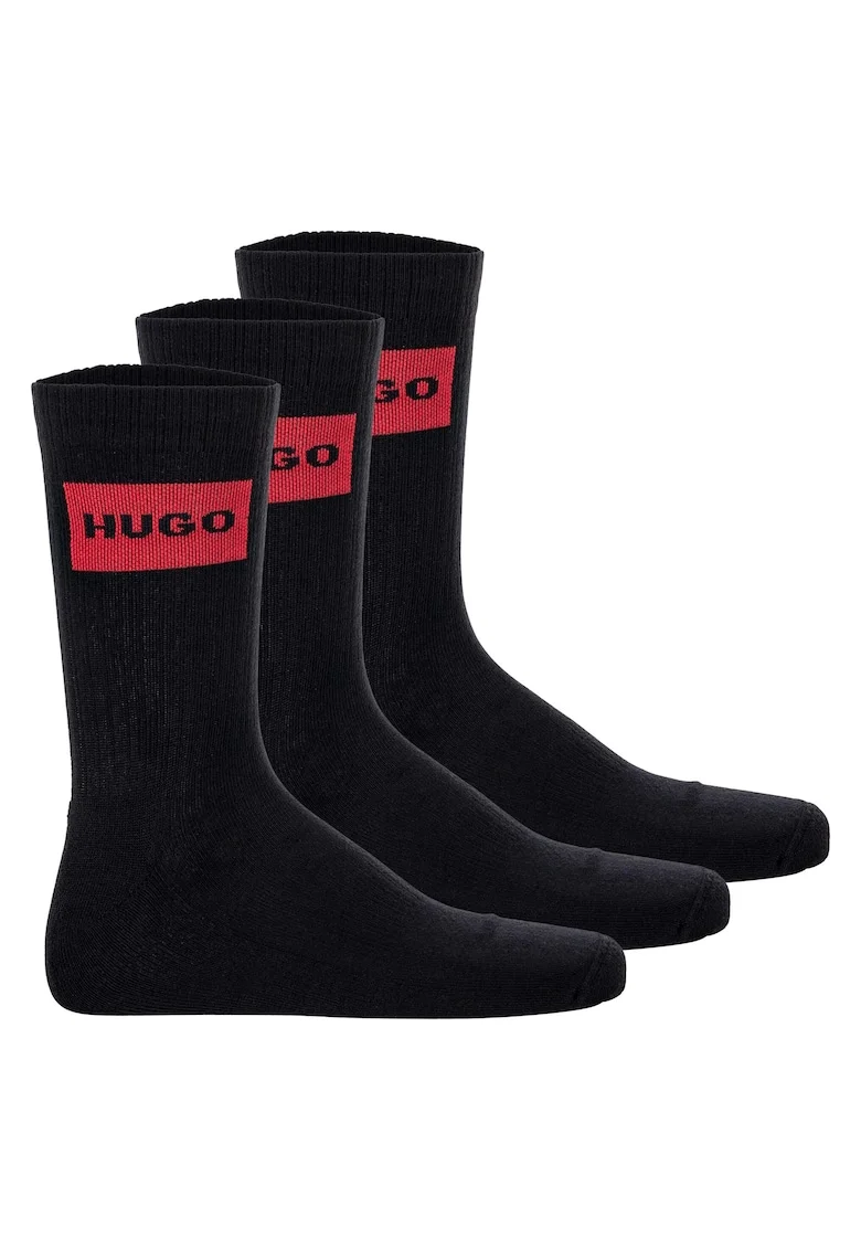 Set de sosete lungi cu logo - 3 perechi, Negru