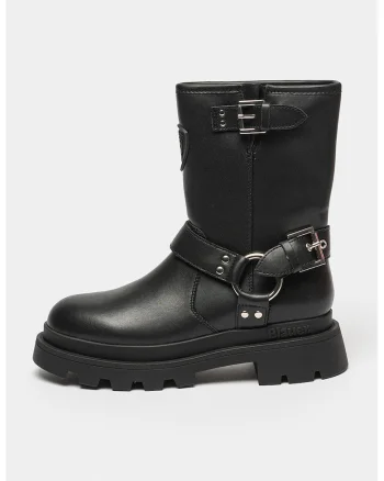 Ghete biker de piele si piele ecologica Kimmel, Negru