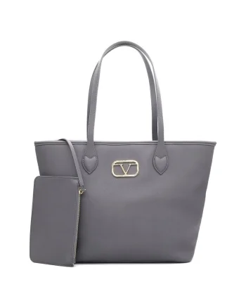 Geanta shopper de piele ecologica, Gri