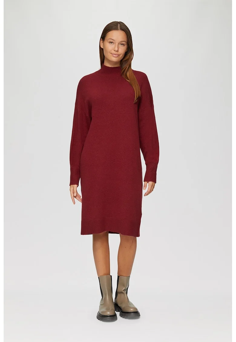 Rochie-pulover din amestec de bumbac, Visiniu