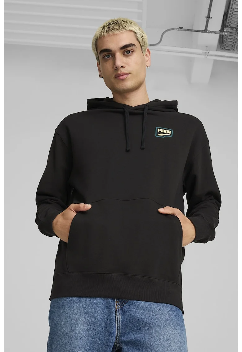 Hanorac relaxed fit de bumbac Downtown, Negru/Multicolor