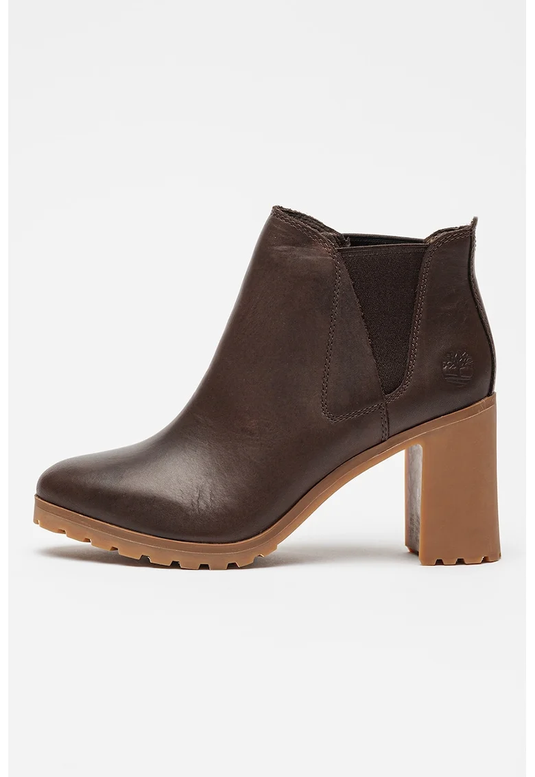 Botine de piele cu segmente din material textil Allington, Maro cognac