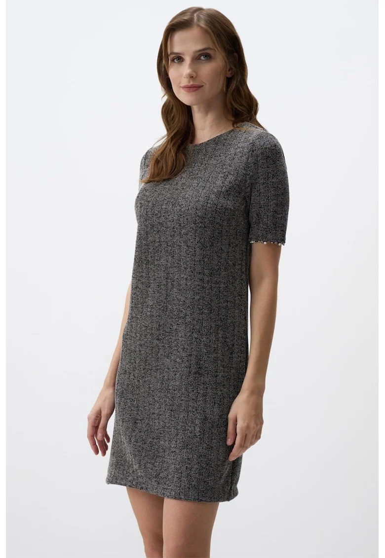 Rochie mini cu croiala dreapta, Gri antracit