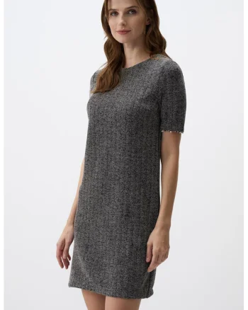 Rochie mini cu croiala dreapta, Gri antracit