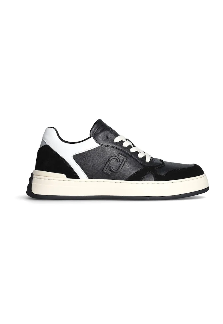 Pantofi sport cu model colorblock si insertii de piele intoarsa, Alb/Negru