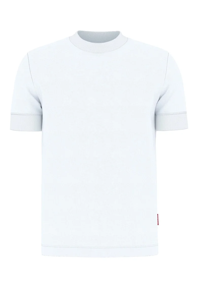 Tricou uni cu decolteu la baza gatului, Alb