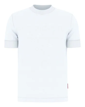 Tricou uni cu decolteu la baza gatului, Alb