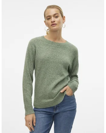 Pulover cu maneci raglan Doffy, Verde feriga