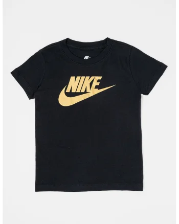 Tricou cu decolteu la baza gatului si imprimeu logo Futura, Auriu/Negru