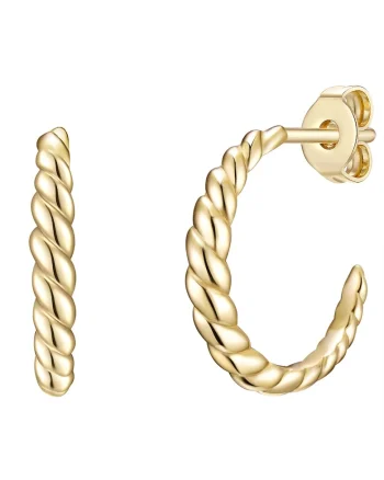 Cercei placati cu aur de 14K, cu design rasucit, Auriu/Galben