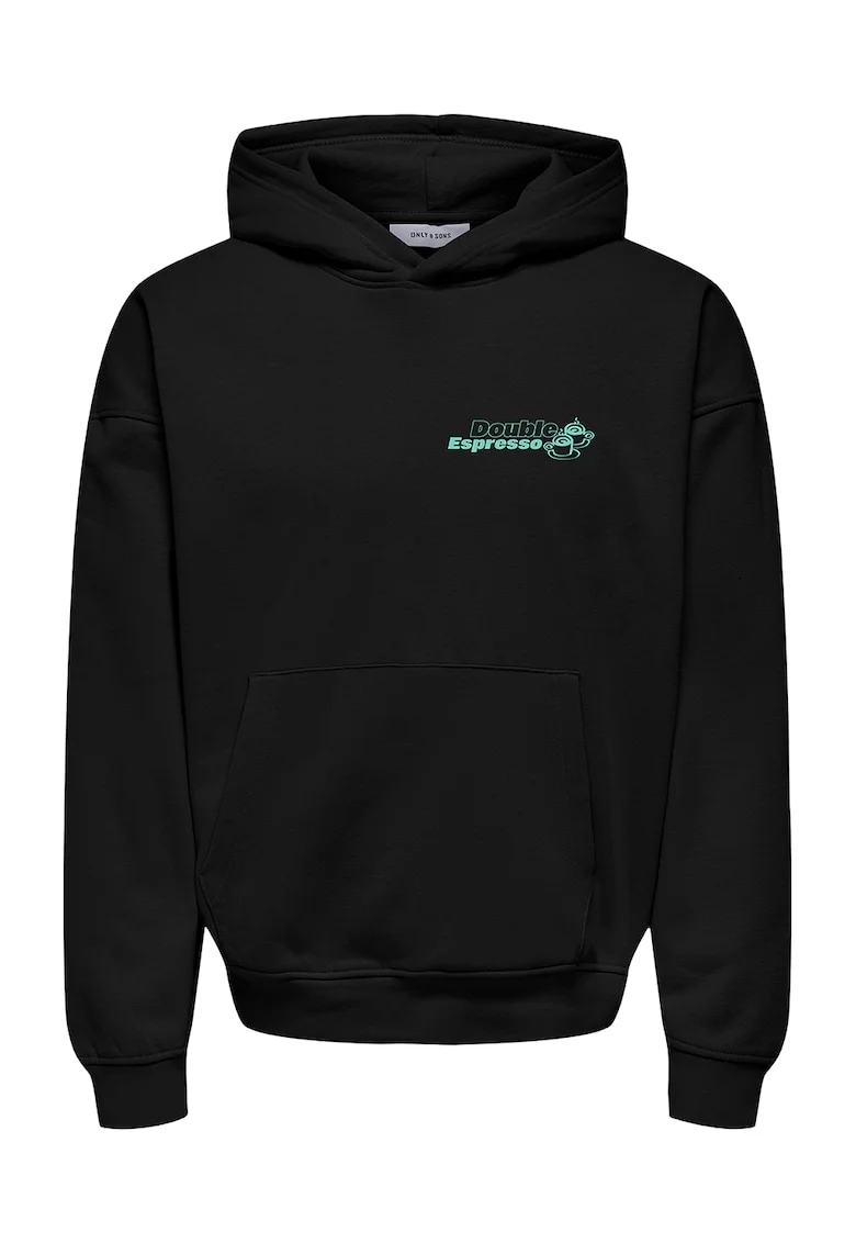 Hanorac supradimensionat cu buzunar kangaroo Onsbuck, Negru/Verde menta