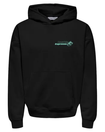Hanorac supradimensionat cu buzunar kangaroo Onsbuck, Negru/Verde menta