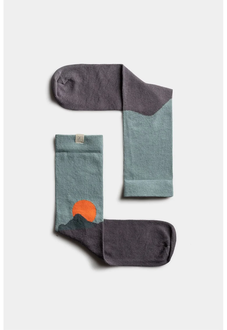 Sosete lungi unisex, Kaki/Gri antracit