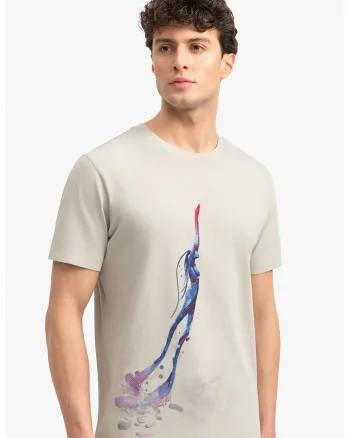 Tricou unisex cu imprimeu, Rosu/Albastru inchis/Bej