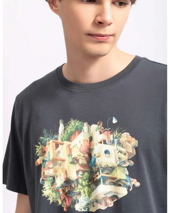 Tricou unisex supradimensionat, Albastru pastel/Bej/Negru stins