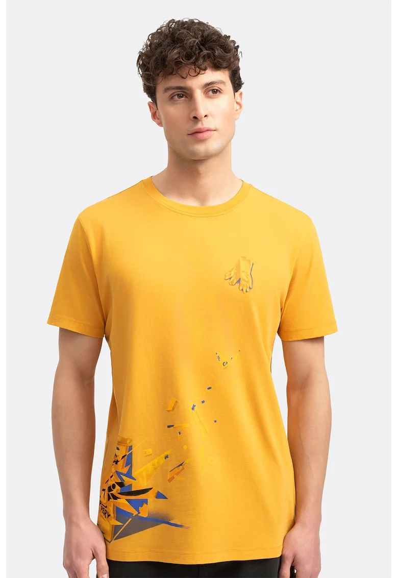 Tricou unisex cu imprimeu, Galben sofran
