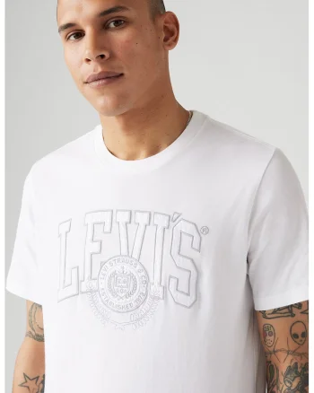 Tricou din bumbac cu decolteu la baza gatului si logo, Gri/Alb murdar