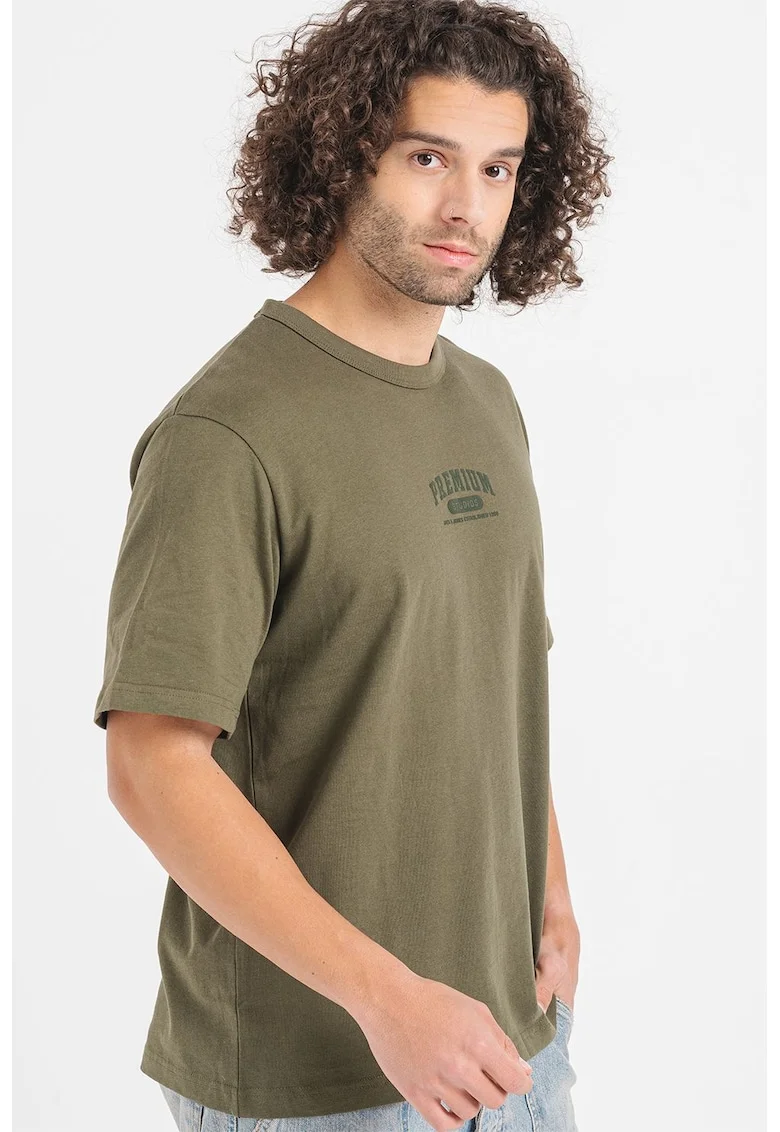 Tricou lejer cu logo, Kaki pal