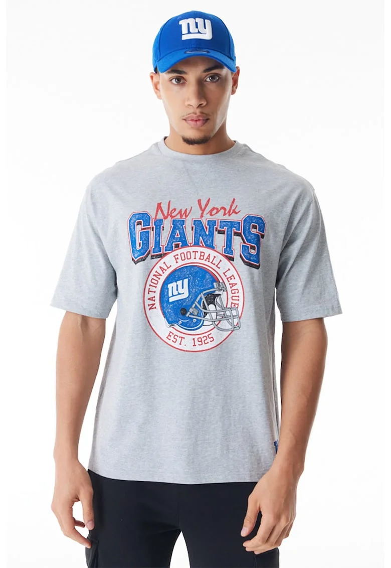 Tricou din amestec de bumbac cu model text, Gri melange