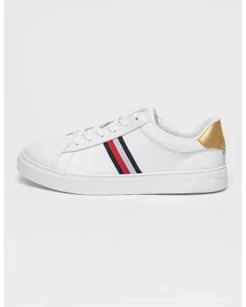 Pantofi sport din piele cu garnituri contrastante, Rosu/Alb/Bleumarin
