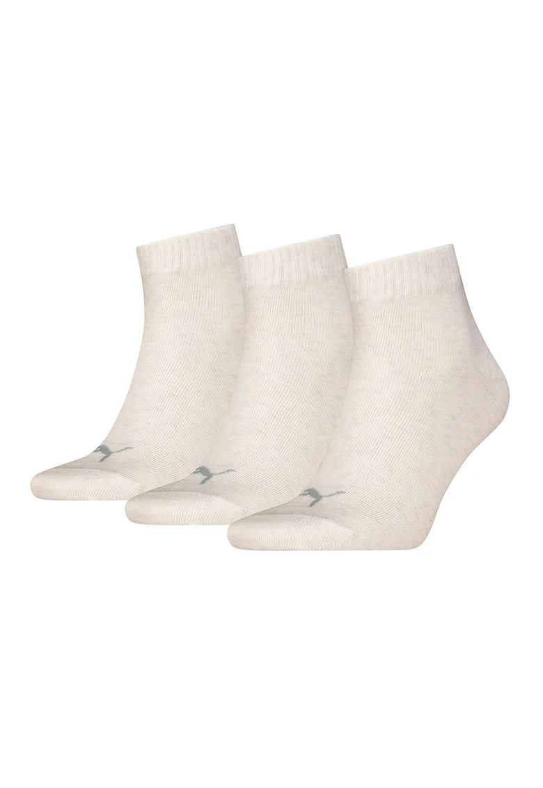 Set de sosete scurte unisex cu detalii logo - 3 perechi, Alb murdar