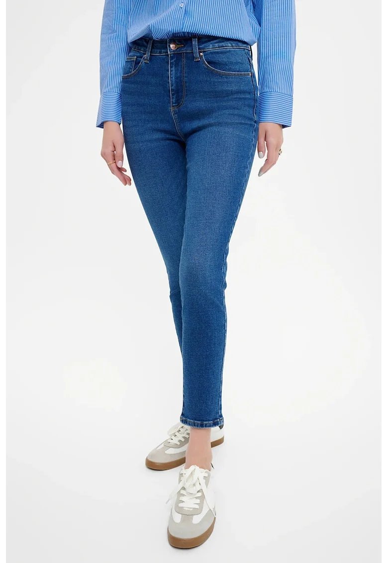 Blugi crop skinny, Albastru inchis