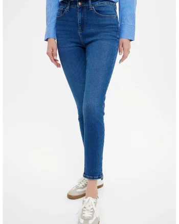 Blugi crop skinny, Albastru inchis