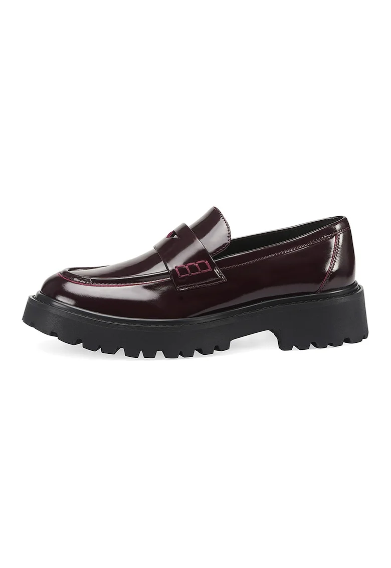 Pantofi loafer de piele cu varf rotund, Visiniu