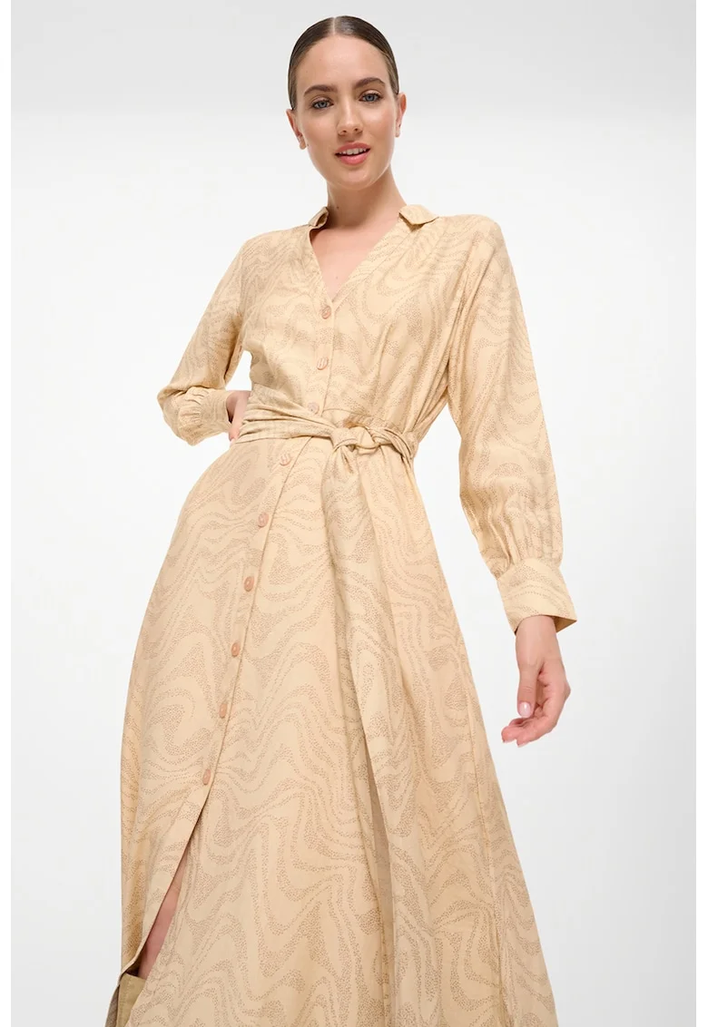 Rochie midi cu model grafic, Bej