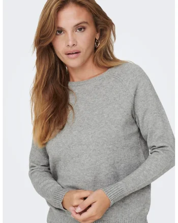 Pulover cu maneci raglan, Gri melange