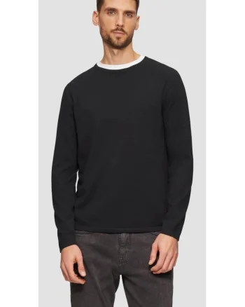 Pulover barbati, subtire, din bumbac, cu logo,  Negru, Negru