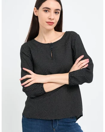 Bluza-tunica cu imprimeu, Alb/Negru/Kaki