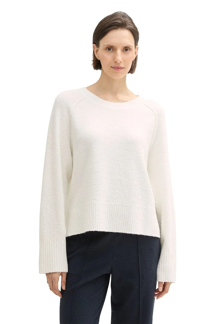 Pulover cu maneci raglan, Alb