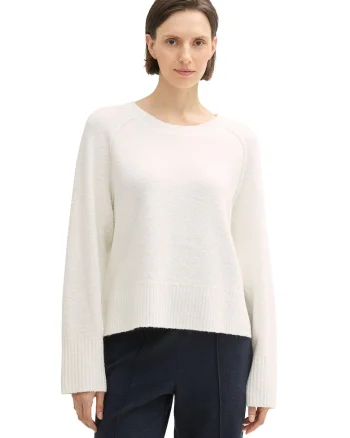 Pulover cu maneci raglan, Alb