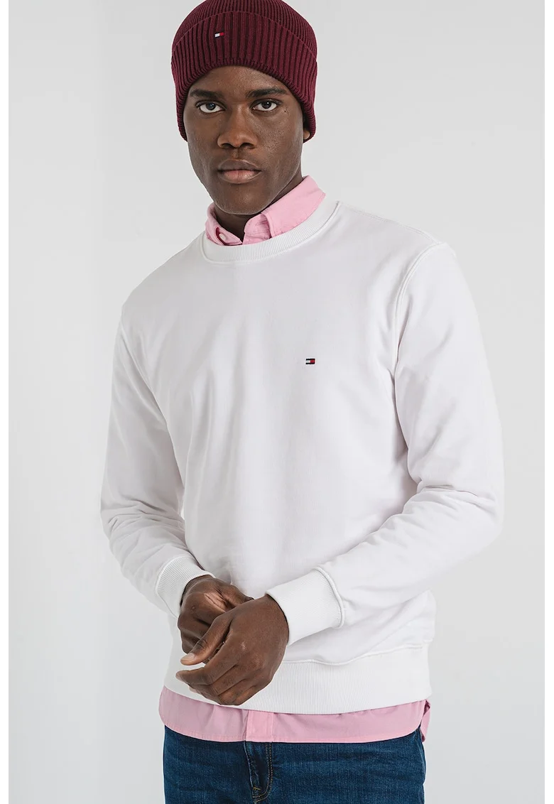 Bluza de trening din bumbac organic cu logo, Alb optic