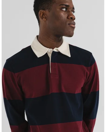 Bluza de bumbac cu model in dungi, Visiniu/Albastru ultramarin