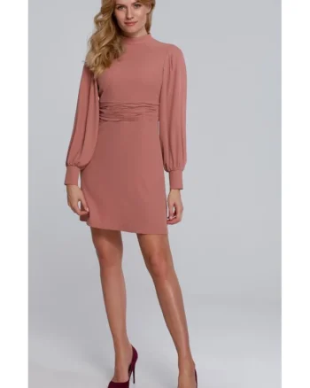 Rochie de dama, Model elegant \ Poliester, Elastan, Negru, Roz