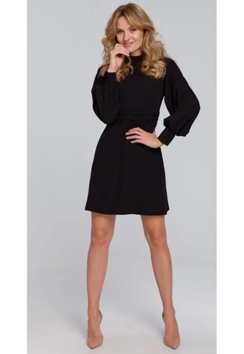 Rochie de dama, Model elegant \ Poliester, Elastan, Negru, Negru