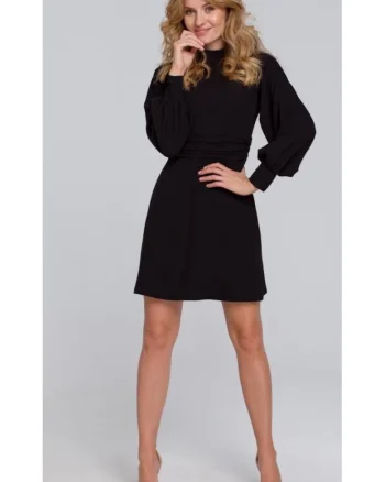 Rochie de dama, Model elegant \ Poliester, Elastan, Negru, Negru