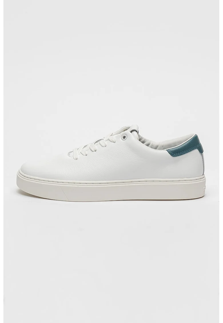 Pantofi sport low-cut din piele, Albastru prafuit/Alb murdar