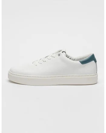 Pantofi sport low-cut din piele, Albastru prafuit/Alb murdar