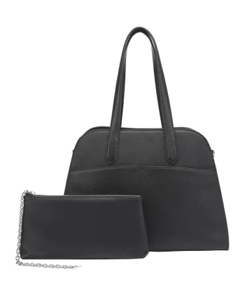 Geanta de piele cu bareta de umar, Negru