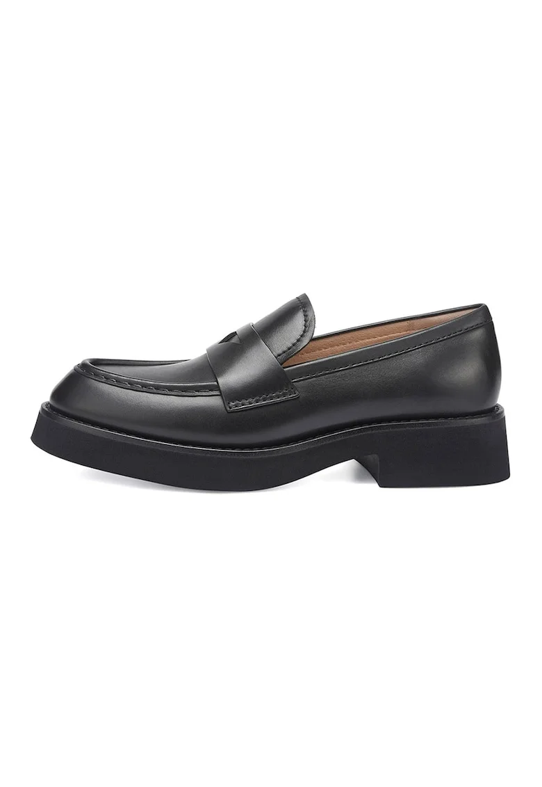 Pantofi loafer de piele cu varf rotund, Negru